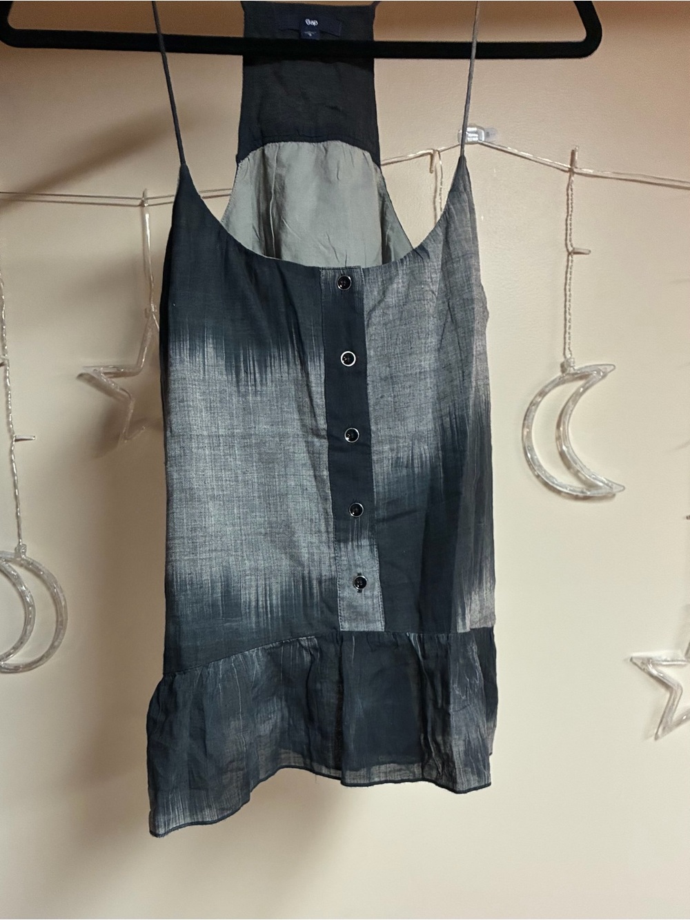 GAP - Light weight cotton Ombre Black Gray Button-Front Cami Top